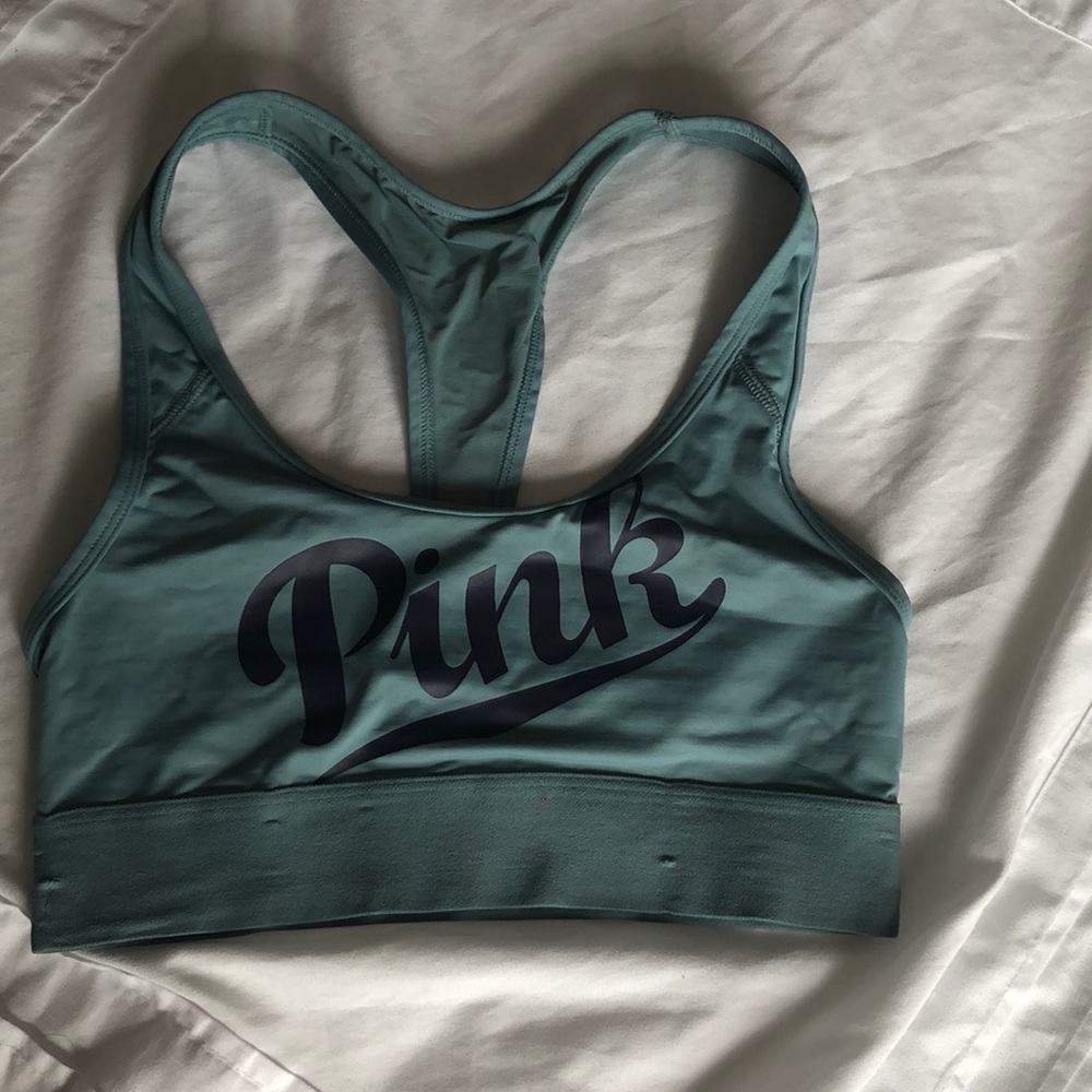 Pink teal sports bra